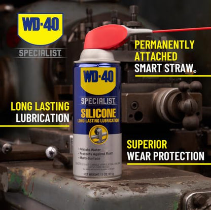 WD-40 Specialist Silicone Lubricant with SMART STRAW SPRAYS 2 WAYS 11 OZ [6-Pack] - size: 6-pack, style: 11 Oz