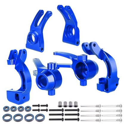 Hobbypark Aluminum Front Steering Block Knuckles & C-Hubs Caster Blocks & Rear Hubs for Arrma 1/10 Granite 4X4,Typhon, Big Rock, Senton, Replace AR330442 AR330467 AR330469 (Navy Blue) - color: Navy Blue