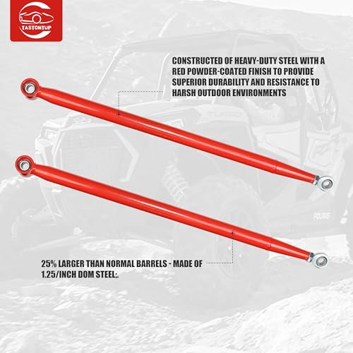 Heavy-Duty Boxed Rear Radius Arms for Can-Am Maverick X3 72″ – Pre-Adjusted Steel with Heim Joints, Fits 2017–2023 X RC/RS/MR/MAX Models, (72" Body) - Red - size: For 72" Can-Am, style: Rear