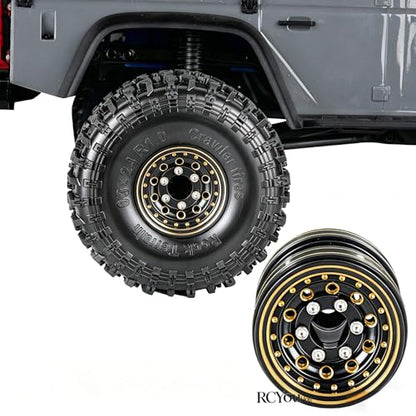 RC RC 1.0" Full Brass Beadlock Wheels Rims Set for 1/18 Trx4m 1/24 SCX24 RC Crawler Car,1.0 Beadlock Wheel Rims