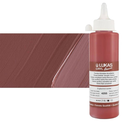 Lukas Cryl Liquid Soft Body Acrylic Paints for Painting - Professional Low Viscosity - 250 ml Bottle English Red Deep - color: English Red Deep