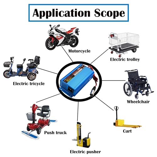 Unocho 24V 5A Battery Charger Maintainer 4-Stage Smart Lead-Acid Charger with 3-Pin XLR Connector Power Switch and LED Display for Wheelchairs Mobility Scooters AGM Gel SLA VRLA