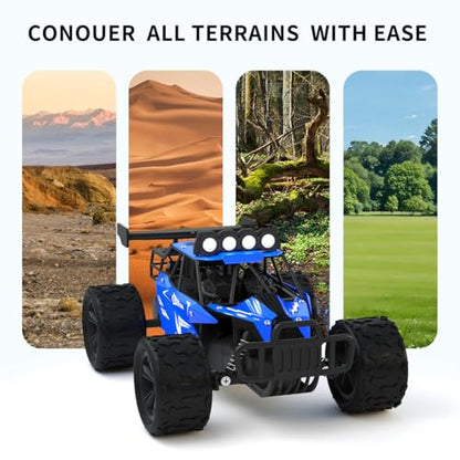 Remote Control Car Monster Truck Toys 1:16 Scale RC Car For Boys 2.4GHz High Speed 20 km/h With LED Headlights,Rechargeable RC Cars Gifts for Boys 4-7 8-12 Christmas, Beginner, Kids 6-12+(Blue) - color: Blue