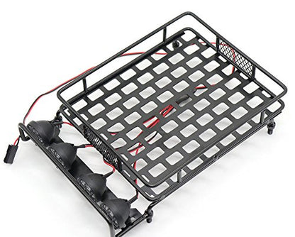 RC 1:10 Roof Luggage Rack LED Light Bar Wrangler Tamiya CC01 SCX10 Axial 515 (Black)