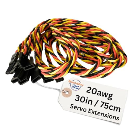 BackBayRC - 20awg Twisted Servo Extension Cable - 100 Strands for RC Vehicles, Drones, E-Bikes - 6 Lengths / 5 Wires per Pack (75CM / 30in / 2.5ft) - style: 75CM / 30in