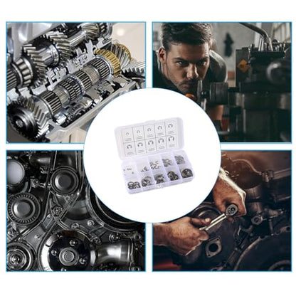 120pcs E-Clip Circlip External Retaining Clips Assortment Set 304 Stainless Steel Circlip Kit Anti Walk Washers 1.5/2 /3/4/5/6/7/8/9/10mm