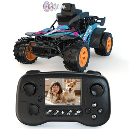RC Car with Camera, RC Truck, FPV Remote Control Car, 2.4GHz 2.8" Screen, 60° Adjustable Camera, Live Video, APP/Radio Dual Control, 2 Speeds, Rechargeable Off-Road RC Cars, Gift for Adults&Kids - color: Pink