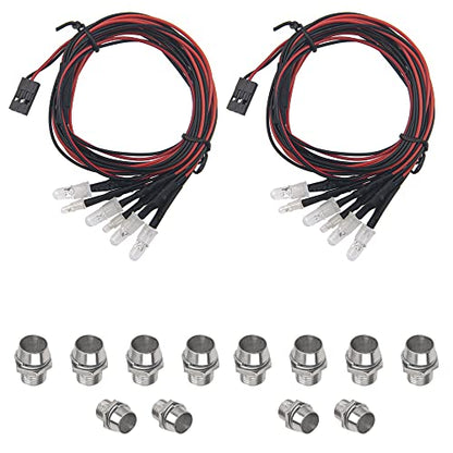 2Pack HIRCQOO 6LED RC Car LED Light Headlights Taillight Lighting with JR Y Cable Compatible with Traxxas HSP Tamiya Redcat RC4WD Axial Kyosho Arrma 1/8 1/10 1/12 RC Car Truck (2Blue + 2White + 2Red)