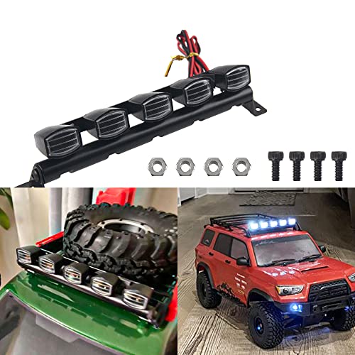 RC LED Light Bar Roof LED Lamp Compatible with Traxxas TRX-4 SCX10 90046 D90 SCX10 II CC01 Redcat Gen7 1/10 RC Crawler Car Truck (5Led Light) - style: 5Led Light
