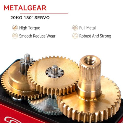 20KG Servo Motor High Torque Metal Gear Digital for 1/10 RC Car 2Pcs | 22.8kg·cm Torque @6.8V, DS3218, 180 Degree Waterproof Standard Steering with 25T Horn for RC Crawler Robot Truck Boat.