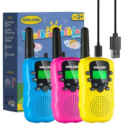 Walkie Talkies for Kids Rechargeable, 2000 mAH Last 3-4 Days 2 Way Radios Toys for 3-12 Year Old Boys Girls to Outside, Camping, Hiking Birthday Holiday Easter Basket Stuffers Presents - color: Rechargeable