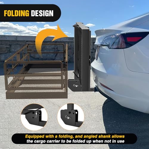 Nilight 60" x 24" x 14.4" Carrier with Stabilizer Fits 2-inch Receiver 500 Lbs Heavy Duty Capacity Luggage Basket Fold Up for SUV Pickup Camping Traveling Capacity Basket - style: 24"x 60"x 14.4", Basket w/,Stabilizer