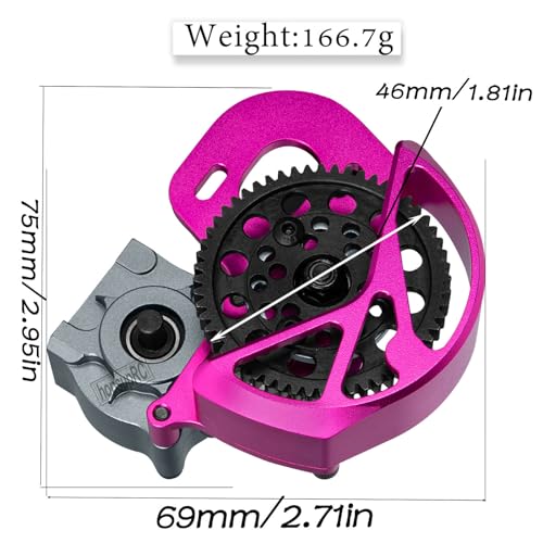 Aluminum Transmission Gearbox Upgrades Part for 1/10 SCX10, SCX10 II 90046,90047,Wraith,AX10 RC Crawler Truck,Center Transmission Gearbox Hops up,Pink with Titanium - color: Pink With Titanium(for 1/10 Axial)