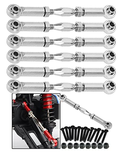 Upgrade Parts Turnbuckles Camber Links for 1/10 Slash 2WD 4X4/Rustler 2WD 4X4/Hoss 2WD 4X4/Stampede 2WD 4X4 RC Truck, Aluminum Adjustable Turnbuckles,Replace 3644 3745 1935,Silver