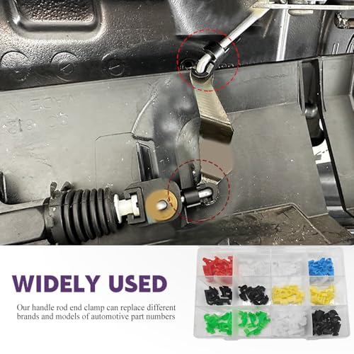 80PCS Door Lock Rod Car Clips Assortment Kit, Door Install Clips, Tailgate Handle Rod Clip, Car Accessories Left and Right Door Handle Rod End Clip Retainer Compatible with Most Vehicles