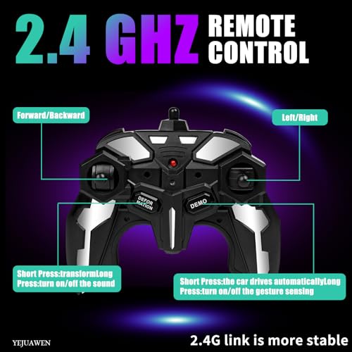 Remote Control car Toy, Suitable for Boys and Girls Aged 3-12, 2.4GHz Transforming Robot car Supports Gesture Sensing and 360° Rotation EN02 (Black)