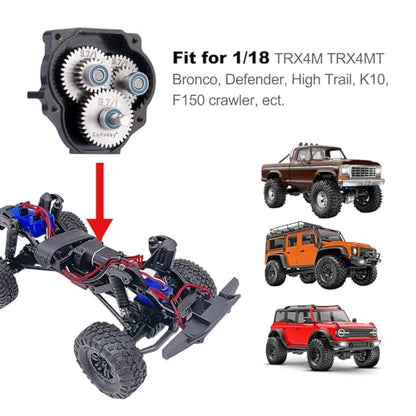 1/18 Stainless Steel Transmission Gear Set Compatible with 1/18 RC Crawler TRX-4M Bronco/Defender/F-150 Upgrades(9.7:1)