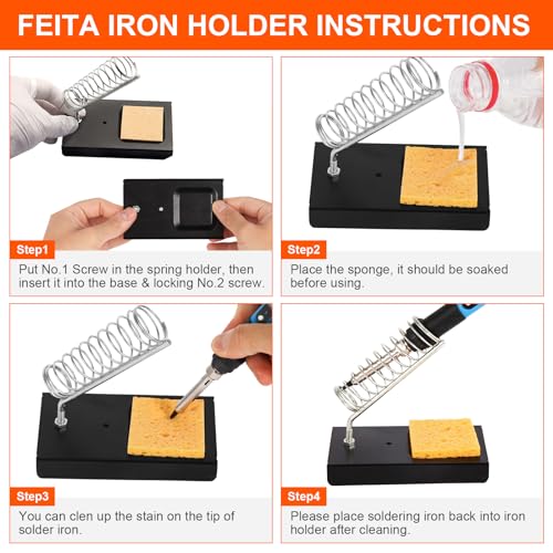 FEITA Soldering Iron Kit for Electronics, 14 in 1 Welding Tools Kit with Switch 80W LCD Adjustable Temperature Solder Iron, 2 Solder Wire, Flux, 5 Soldering Tips, Desoldering Pump, Stand, Tweezers - color: 80w 14in1