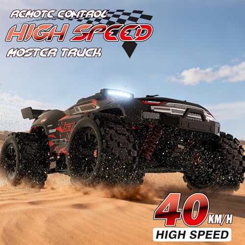 KGF 1:18 Scale All Terrain RC Cars for Adults, 2.4GHz 40KPH High Speed Remote Control Car, 4WD Off Road Monster Truck 4X4 Fast Drift Wheel RC Truck with 2 Rechargeable Batteries - color: Red