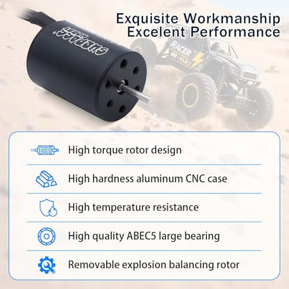 SurpassHobby 2430 6300KV Brushless Motor High Speed Waterproof Motor and for 1/16 1/18 Vehicles Truck Update Parts - size: 6300kv, style: 2430 Motor