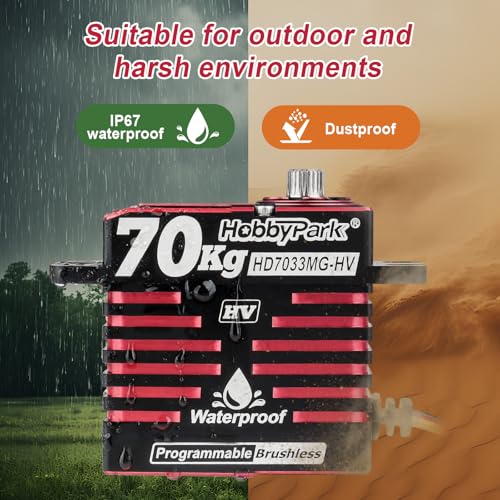 HobbyPark Direct Powered Waterproof High Torque RC Servo 966oz-in 70kg Standard Servo Brushless Motor All Metal Gears Fast High Speed Steering Servos HV 8.4-16.8V 180° for RC Car Crawler Truck