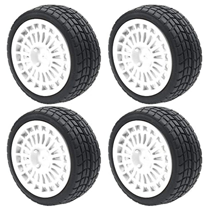 OD2.75'' Nylon 12mm Hex Hub Wheel Rims & Rubber Tires Compatible with HSP Tamiya HPI Traxxas 1/10 1/12 On-Road Car,WLtoys 144001 A959 124018 LaTrax RC Buggy (White) - color: White