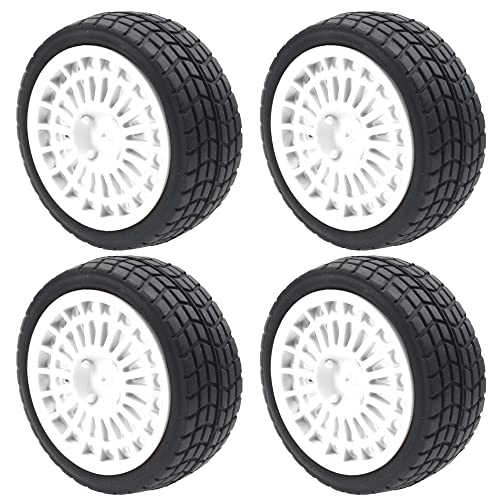 OD2.75'' Nylon 12mm Hex Hub Wheel Rims & Rubber Tires Compatible with HSP Tamiya HPI Traxxas 1/10 1/12 On-Road Car,WLtoys 144001 A959 124018 LaTrax RC Buggy (White) - color: White