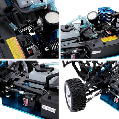1/10 Nitro RC Truck for Adult Two Speed RC Car Rock Crawler 4WD Remote Control Car Nitro Gas Power Off Road Short Course Truck with Igniter, Methanol Fuel RC Climbing Vehicle Buggy