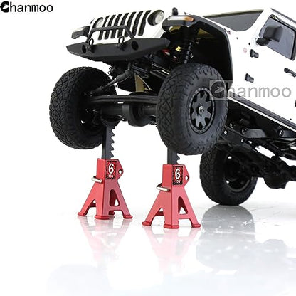 1/24 RC Toy Jack Stands 1/18 Simulation 6 Ton Metal Adjustable Mini Jacks Stand for 1:18 1:24 Scale Crawler Car Axial SCX24 Kyosho Tamiya HSP FCX24 TRX4M SCX24 AX24 Ford Bronco (Red, 4 PCS) - color: Red