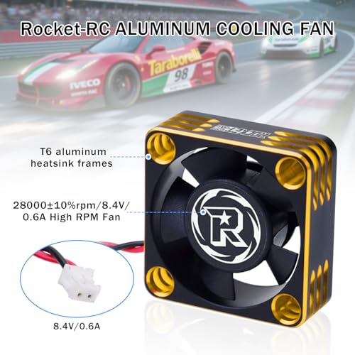 Surpass Hobby 30mm RC Cooling Fan Heat Dissipation RC Fan 28000RPM ESC Fan for 1/10 1/8 RC Car Buggy ESC (Gold&Black) - color: Gold&Black