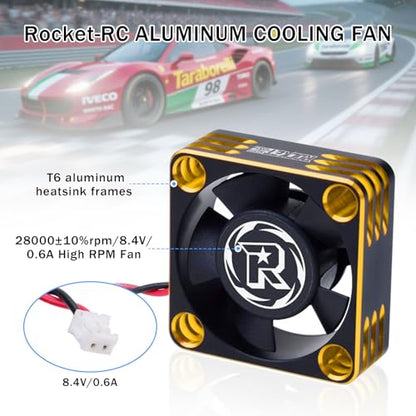 Surpass Hobby 30mm RC Cooling Fan Heat Dissipation RC Fan 28000RPM ESC Fan for 1/10 1/8 RC Car Buggy ESC (Gold&Black) - color: Gold&Black