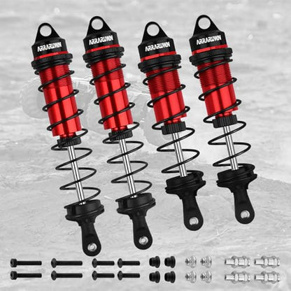 RC Car Shock Absorbers, 130mm Rear Shocks 110mm Front Shocks Set | Adjustable Shocks Compatible with 1/8 Arrma Typhoon 6S Redcat FS/ZD Racing Buggy Truggy Replacement Parts (Red Black) - color: Black red (2F+2R)