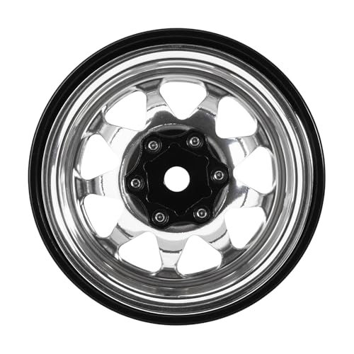 INJORA -4.05mm Offset Stamped Steel 1.3" Wheels for 1/24 1/18 RC (Silver) - color: Silver