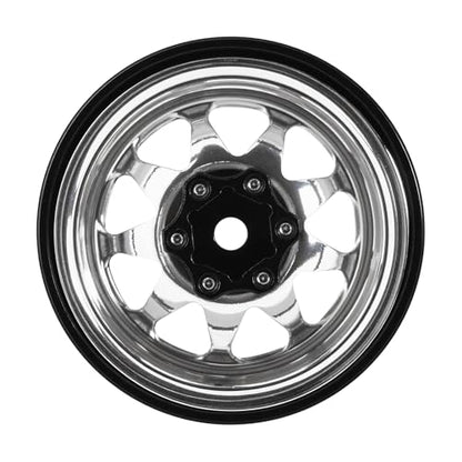 INJORA -4.05mm Offset Stamped Steel 1.3" Wheels for 1/24 1/18 RC (Silver) - color: Silver