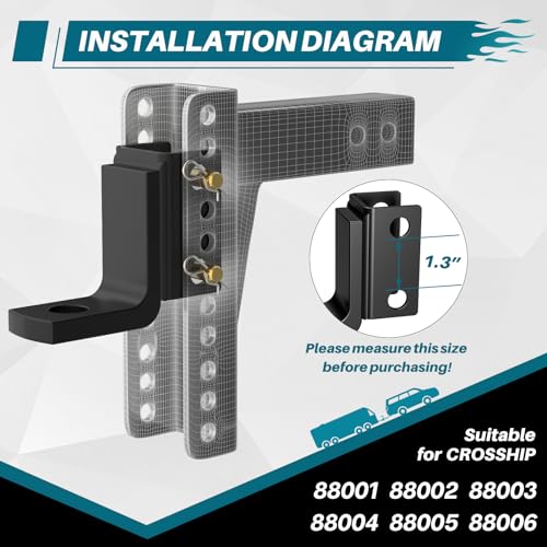 #99002 Adjustable Trailer Hitch Mount, Tow Hitch with 1" Hole, Drop/Rise, 5000 Lbs Towing Capacity with 2 Pins for Pickups Vans SUV Campers Boat（Only Suit CROSSHIP Shank Tube) - color: Replacement Adjustable Mount Hitch