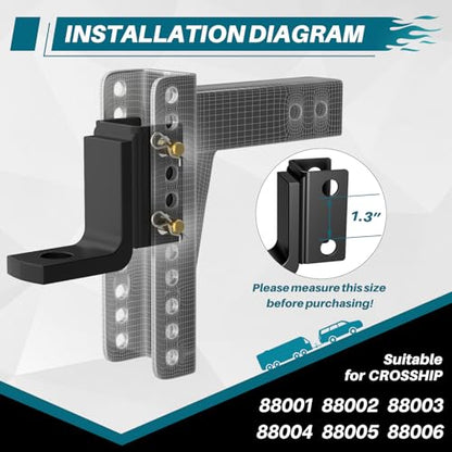 #99002 Adjustable Trailer Hitch Mount, Tow Hitch with 1" Hole, Drop/Rise, 5000 Lbs Towing Capacity with 2 Pins for Pickups Vans SUV Campers Boat（Only Suit CROSSHIP Shank Tube) - color: Replacement Adjustable Mount Hitch