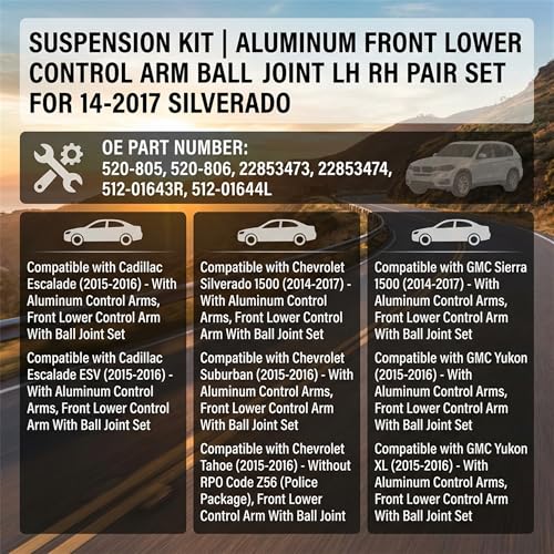 ‎Psrorkeu Suspension Kit RH LH 2PC Front Lower Control Arm w/Ball Joint for Cadillac Escalade 2015-2020 for Chevy Silverado/Suburban/Tahoe 2014-2020 for GMC Sierra/Yukon 2014-2020 CMS501184 CMS501185 - size: 520-805, 520-806