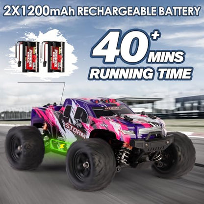 1:18 Scale RC Cars for Adults, 40KM/H Fast RC Cars 2.4Ghz Remote Control Car, 4X4 Off-Road Waterproof Monster RC Truck, Remote Control Truck with 2 Shells and 2 Rechargeable Batteries
