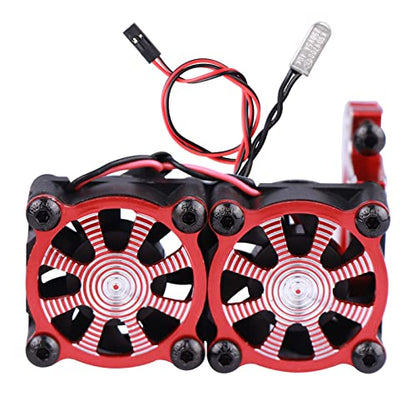 AIMROCK Aluminum 36mm-40mm RC Motor Heatsink w/Double Cooling Fans for 1/10 TRX4 SCX10 RC Crawler (Red)