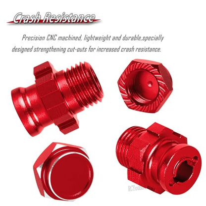 RC Upgrades Part Aluminum 17mm/12mm Wheel Hex/Nuts/Wheel Wrench for 1/8 Jato 4X4,1/10 Rustler/Slash/Stampede/Hoss 4X4 4WD VXL,Hex Hub Adapters Hops Up,Red(#9069#9086) - color: Red-(for 1/10）