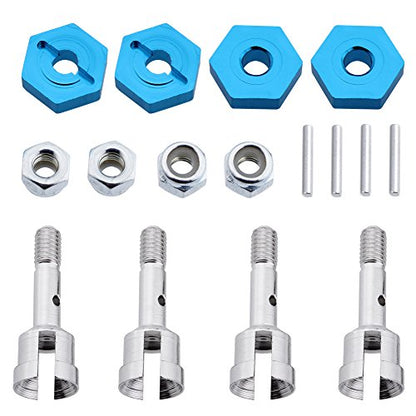 Hobbypark 7mm to 12mm Aluminum Wheel Hex Hub Convert Adapter & Axle Shaft & Locknuts For Wltoys A949 A959 A969 A979 K929 RC Car 1/18 Turn 1/10 Upgrade Parts (Set of 4)