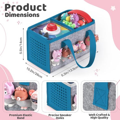 PISOSN Carrying Case for Toniebox Starter Set and Tonies Figurines, Travel Felt Cloth Musical Toy Folding Bag for Toniebox 2 & Accessories (Blue) - color: Blue