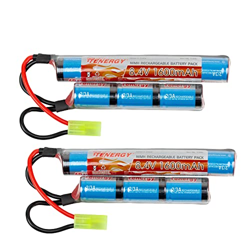 Tenergy 2 Pack of 8.4V 1600mAh NiMH Nunchuck Battery Packs w/Mini Tamiya Connector High Discharge Rate Stick Shape Butterfly Battery - size: 2 Battery Packs