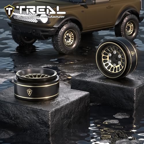 TREAL 1.0 Brass Beadlock Wheels Crawler Wheel Rims (4P) Hubs Removable for SCX24 AX24 FCX24 TRX4M 1/24 1/18 RC Crawler, 40g(0.08lb)/pc (Type D) - style: Type D