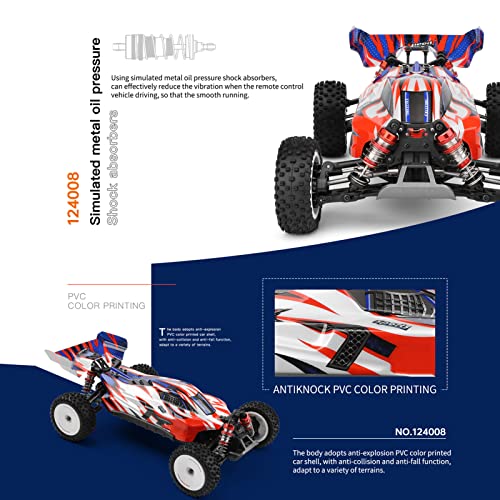 GoolRC WLtoys 124008 Brushless RC Cars for Adults, 1:12 Scale Remote Control Car, 4WD 60KM/H High Speed Racing Car, 2.4GHz All Terrains Off Road Buggy RTR with 11.1V 2000mAh Battery