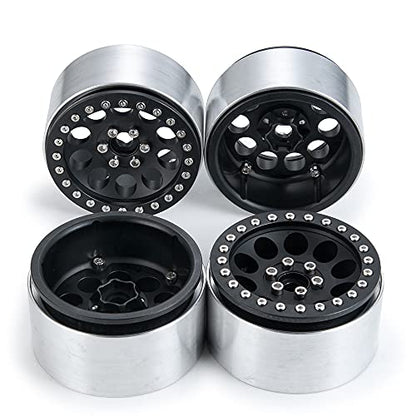 Benedict Harry 2.2" Beadlock Wheels Rim 35mm for 1/10 RC Axial SCX10 Wraith 90048 90018 RR10 TRX4 Crawler car (Black) - color: Black