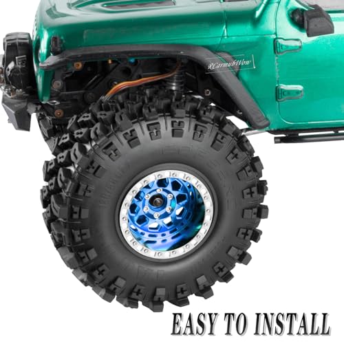 RC 2.2 Beadlock Wheels and Tires for 1/10 TRX4 SCX10 Capra AMG 6x6 Gen8 Everest Gen7 Pro RC Crawler,Alunium 2.2 Beadlock Rims RC Wheels 2.2 Beadlock Tires,4pcs,Navy Blue - color: Navy Blue(4pcs)