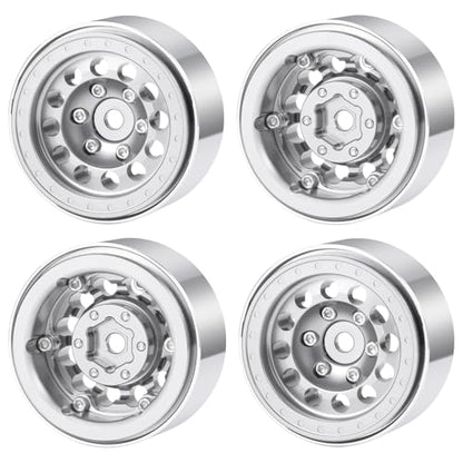 1.3inch beadlock wheels Aluminium RC Rims for 1/18th TRX4M 1/24th Axial SCX24 RC Crawler Car Upgrade Parts (Silver) - color: Silver