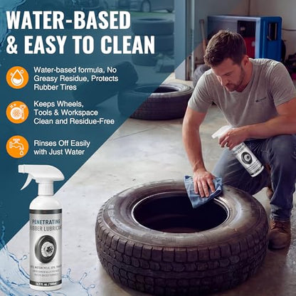 16.9 oz Bottle Tire Mounting Rubber Lubricant, Tire Mounting and Demounting Lubricant for Enhanced Bead Seal & Rust Protection for Car, Truck, Motorcycle, UTV & Trailer, Ready to Use Spray
