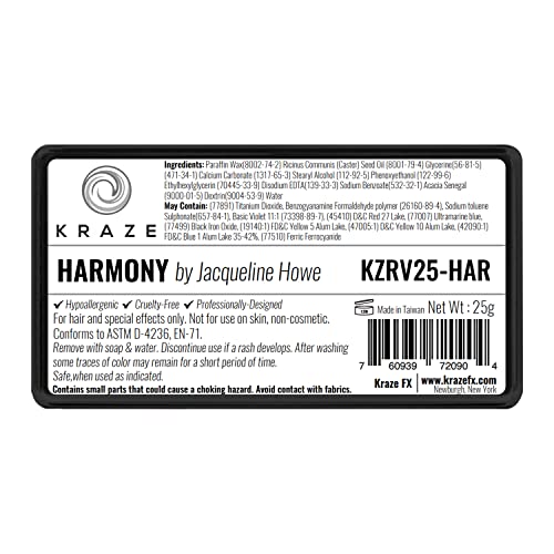 Dome Stroke - Harmony (25 gm), Professional 1-Stroke Split Cake, Hypoallergenic, Non-Toxic, Water Activated Face & Body Painting Makeup Supplies for Halloween Adults - color: Harmony